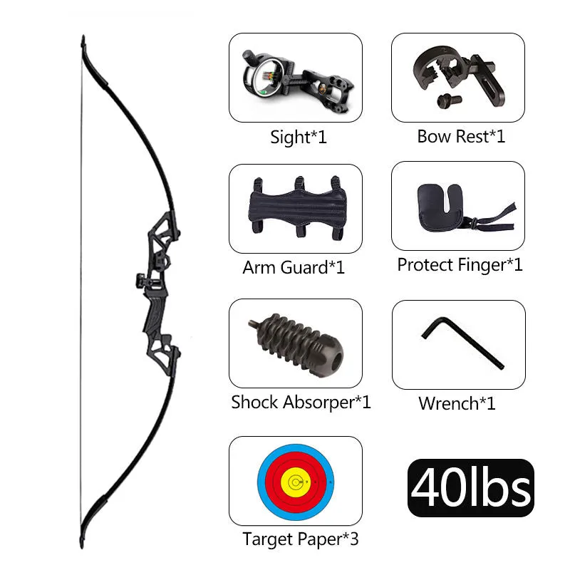 40-50 LBS Top Selling Best Recurve Bow Archery Equipment Outdoor Games Alloy Metal for Arrow Shooting