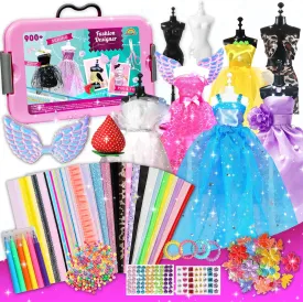 AGENTLAN 900  Fashion Designer Kits for Girls with Mannequins-Kids Sewing KitsGirls Fashion Design GiftArts and Crafts KitGirl Craft Activities Age 6 7 8 9 10 11 12