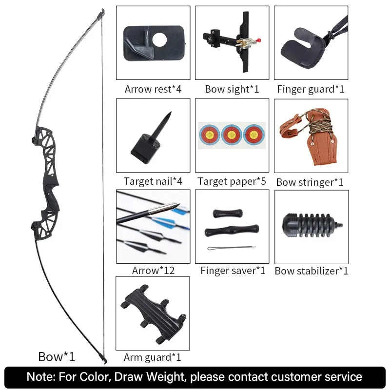 Archery Takedown Recurve Bow and Arrow Set Take-Down Straight Metal Bow Riser Beginner Shooting Practice Equipment