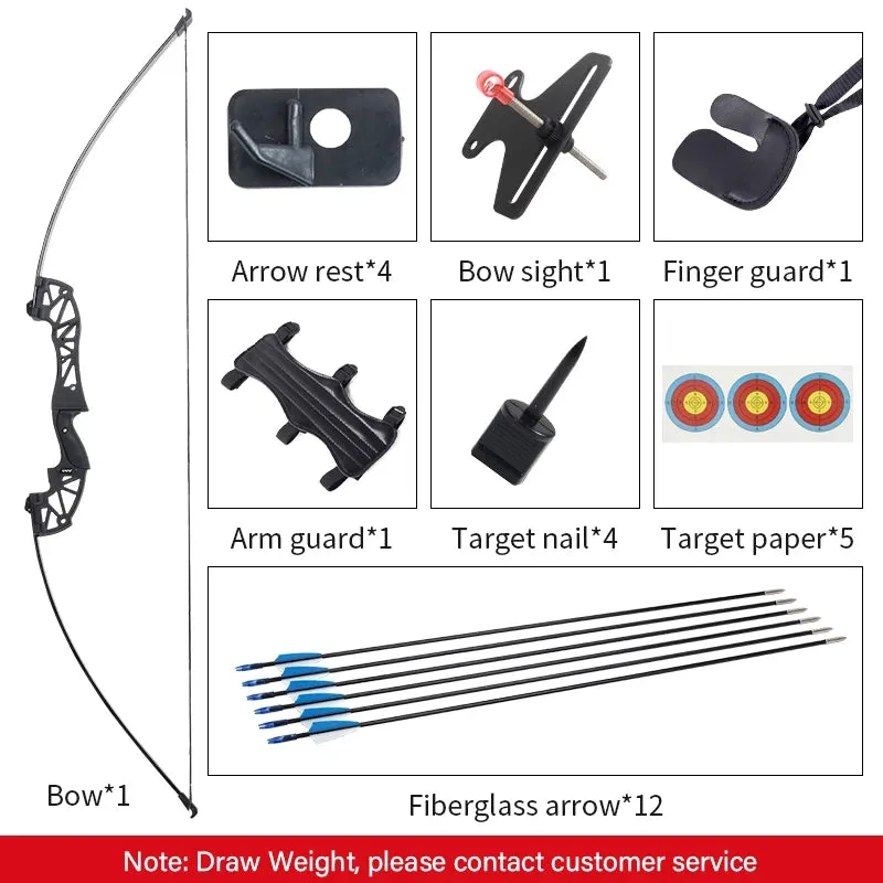 Archery Takedown Recurve Bow and Arrow Set Take-Down Straight Metal Bow Riser Beginner Shooting Practice Equipment