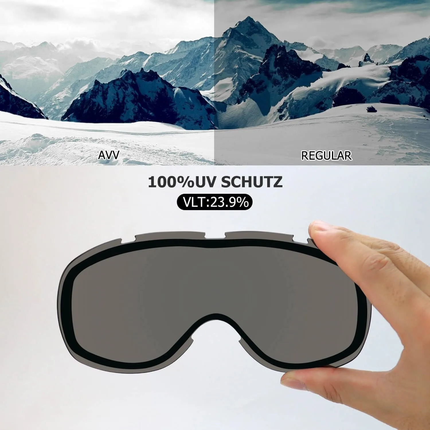 AVV OTG Ski Goggles for Men Women With Anti-Fog Dual Layer lens, UV400 Snow Goggle for Snowboarding Snowmobiling Skating