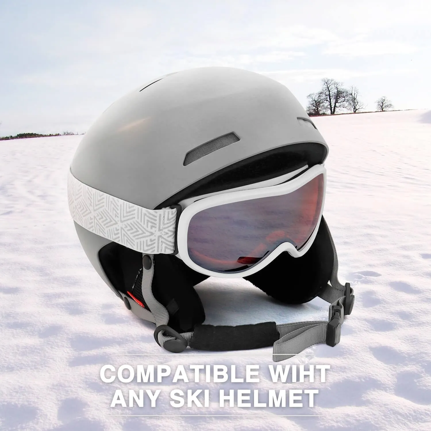 AVV OTG Ski Goggles for Men Women With Anti-Fog Dual Layer lens, UV400 Snow Goggle for Snowboarding Snowmobiling Skating