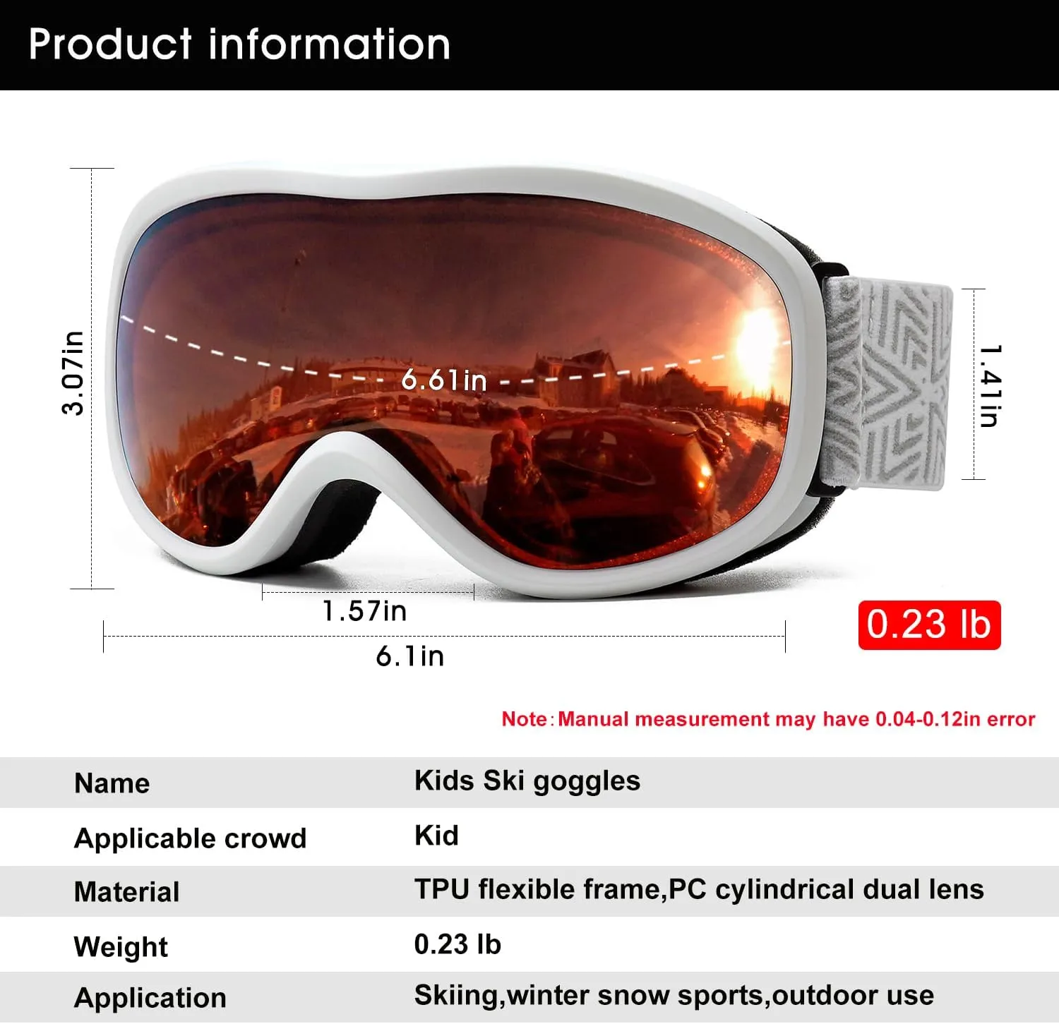 AVV OTG Ski Goggles for Men Women With Anti-Fog Dual Layer lens, UV400 Snow Goggle for Snowboarding Snowmobiling Skating