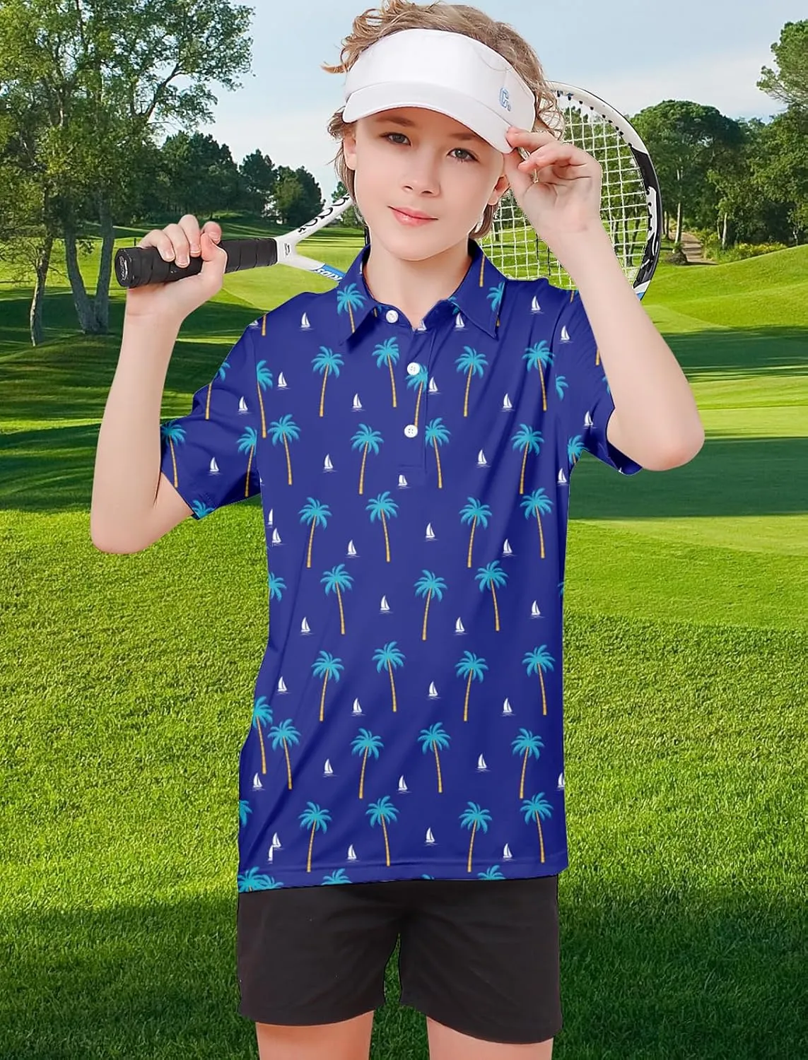Boys Polo Shirts Hawaiian Golf Clothes Fashion Short Sleeve Kids Cool School Uniform 5-14T
