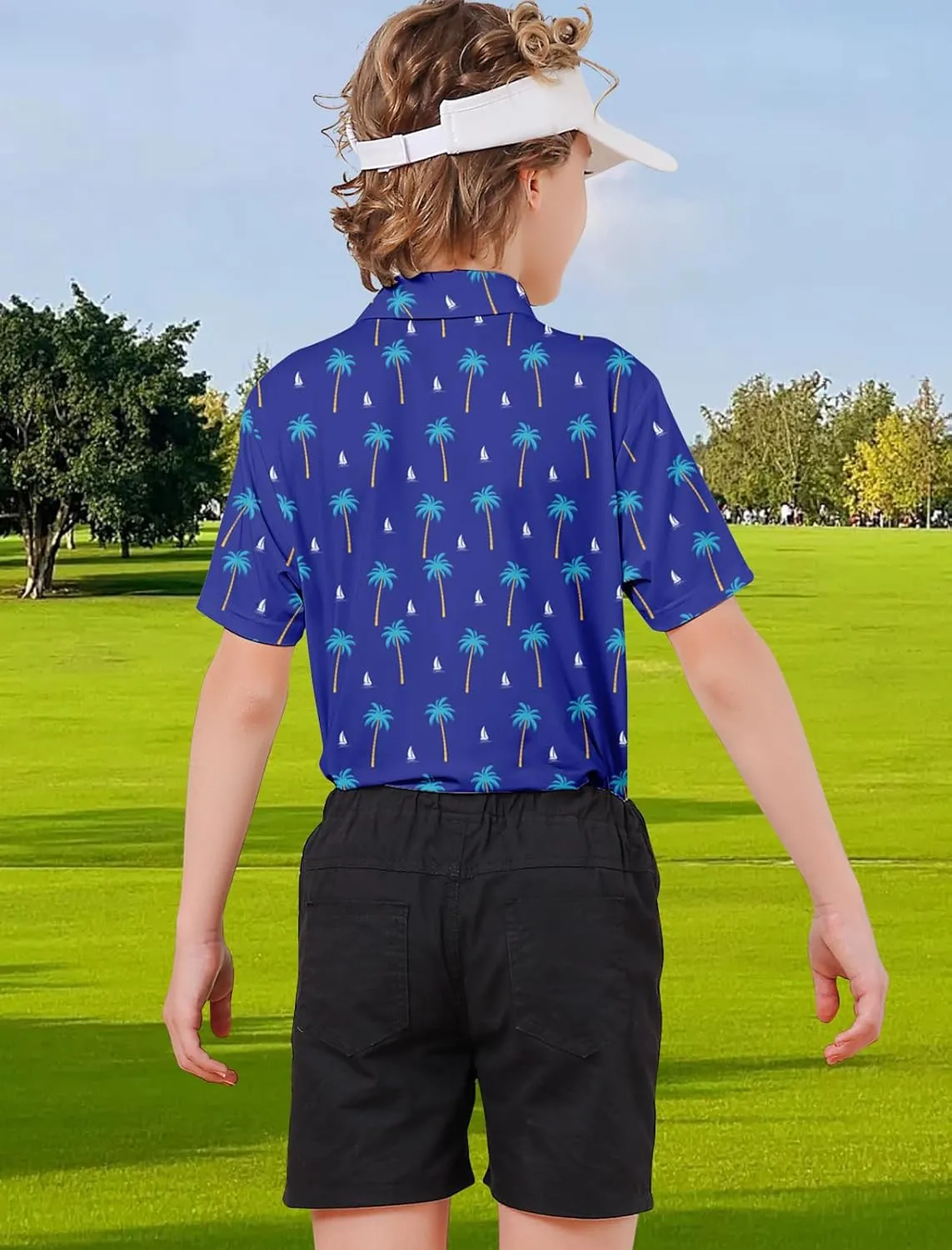 Boys Polo Shirts Hawaiian Golf Clothes Fashion Short Sleeve Kids Cool School Uniform 5-14T
