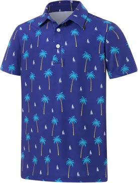 Boys Polo Shirts Hawaiian Golf Clothes Fashion Short Sleeve Kids Cool School Uniform 5-14T