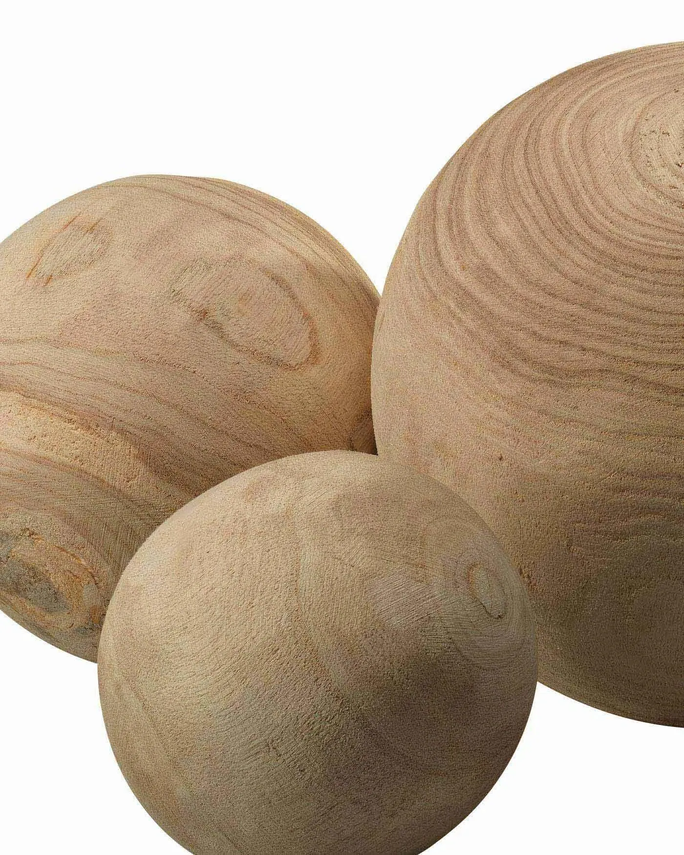 Coastal Style Brown Paulownia Wood Malibu Wood Balls (set of 3)