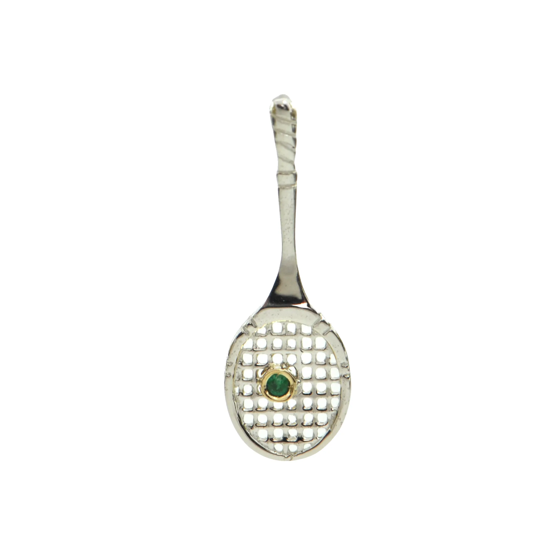 Daisy Exclusive Sterling Silver and Gemstone Tennis Racket Pendant