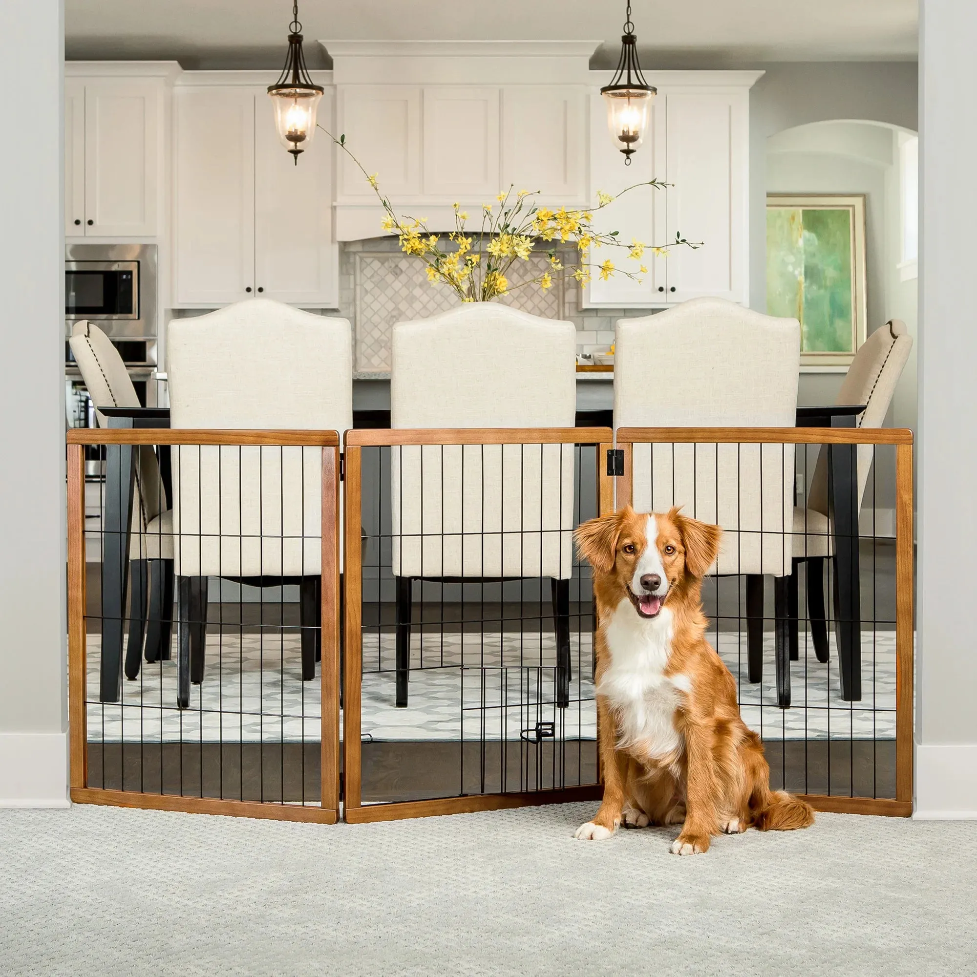 Design Paw Extra Tall 3 Panel Wooden Pet Gate
