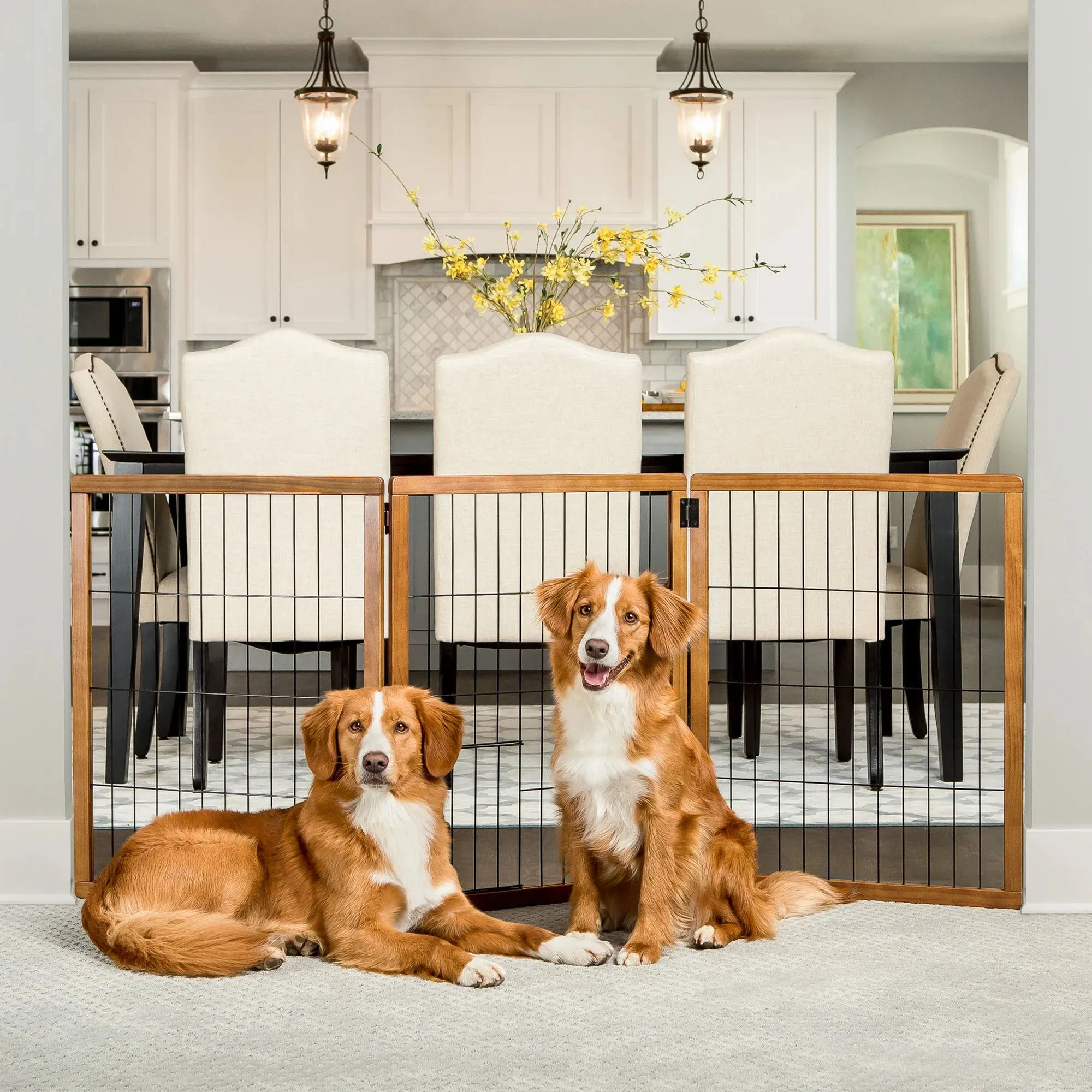 Design Paw Extra Tall 3 Panel Wooden Pet Gate
