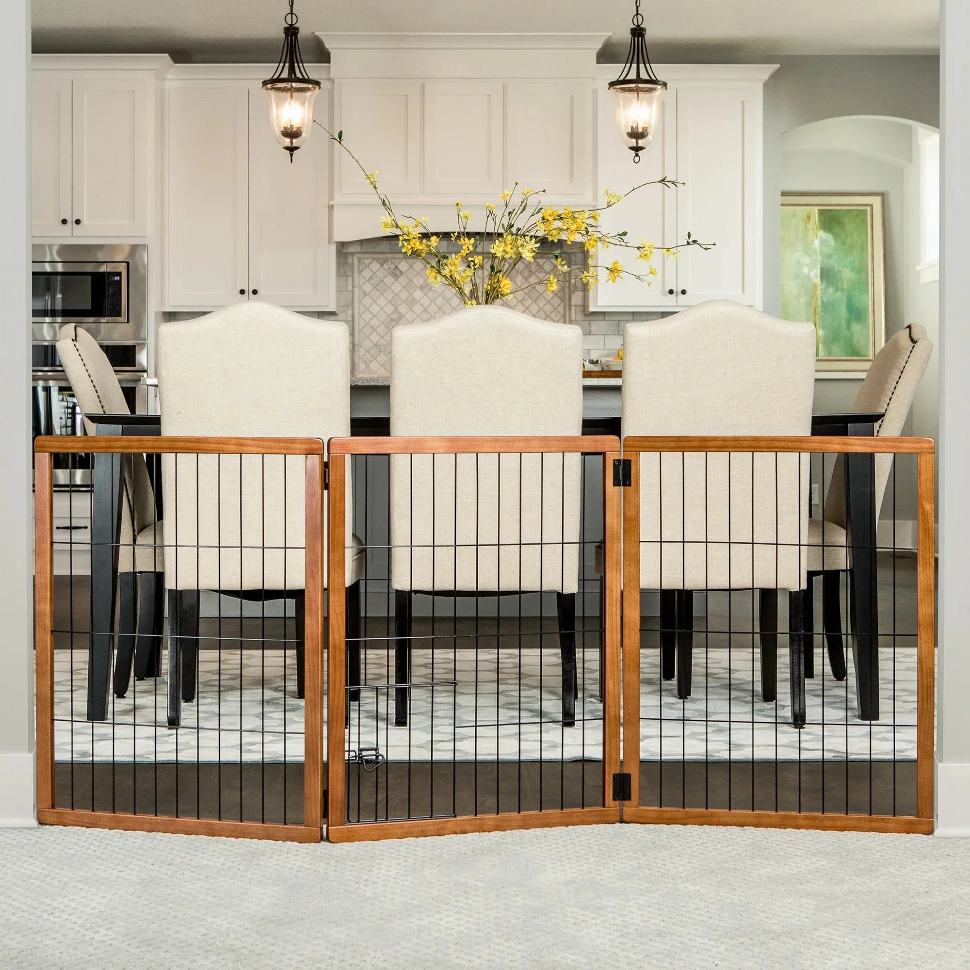 Design Paw Extra Tall 3 Panel Wooden Pet Gate