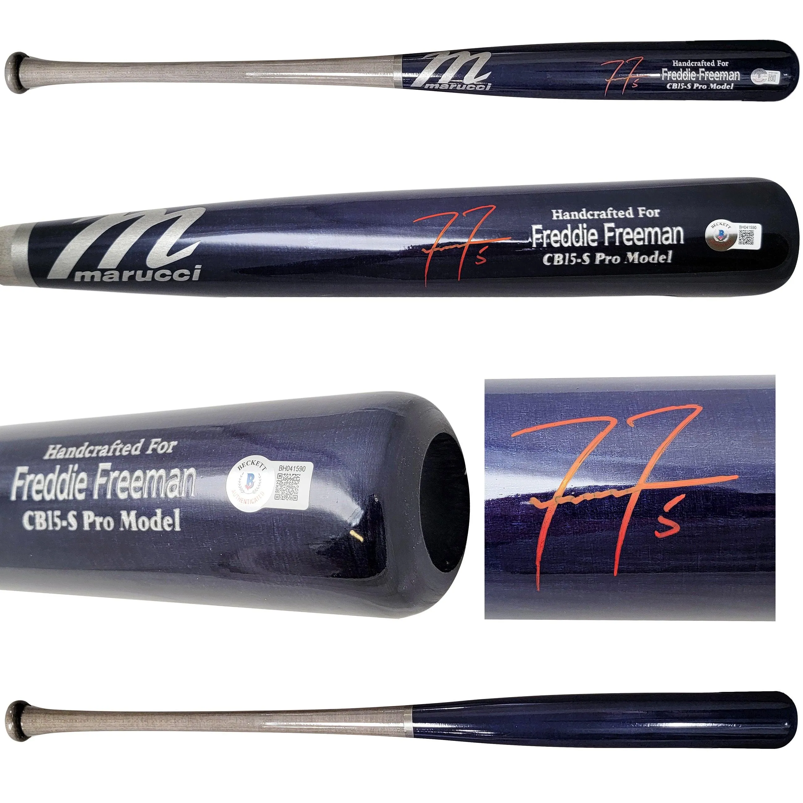 Freddie Freeman Autographed Blue & Grey Marucci Game Model Bat Los Angeles Dodgers Beckett BAS QR Stock #209152