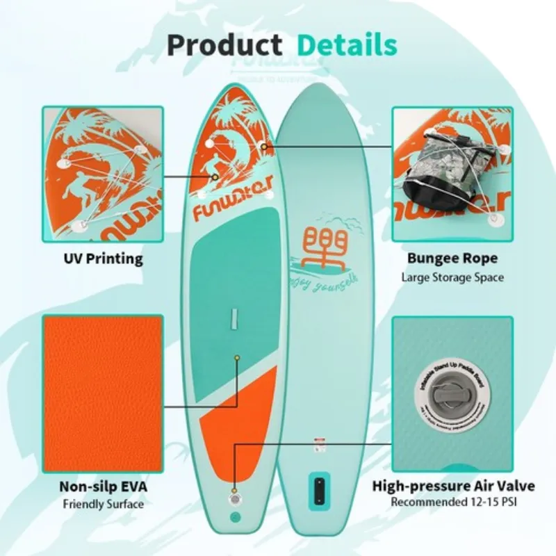 Funwater 11'6" Inflatable Paddle Board SUP - Turquoise