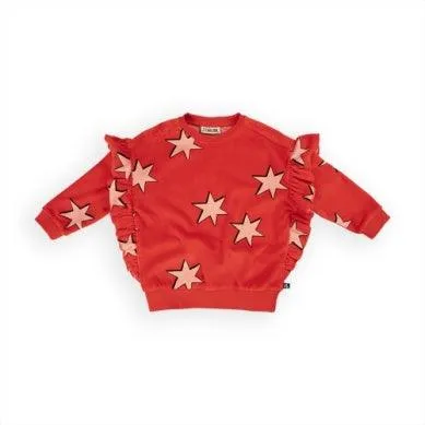 Girls Sets | 2 PCS: Ruffled Velvet Stars- Red | CarolijnQ