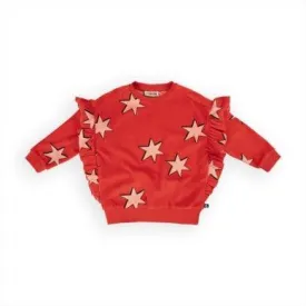 Girls Sets | 2 PCS: Ruffled Velvet Stars- Red | CarolijnQ