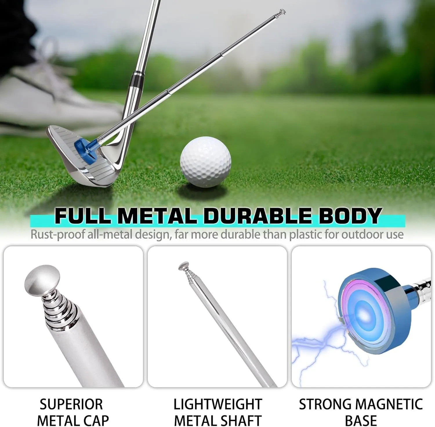Golf Alignment Rods, 7 Length Adjustments - Golf Alignment Stick Corrector Lie Angle Tool, Golf Swing Training Aids Aiming Stick - Golf Club Face Aim, Visualize and Align Your Golf Shot