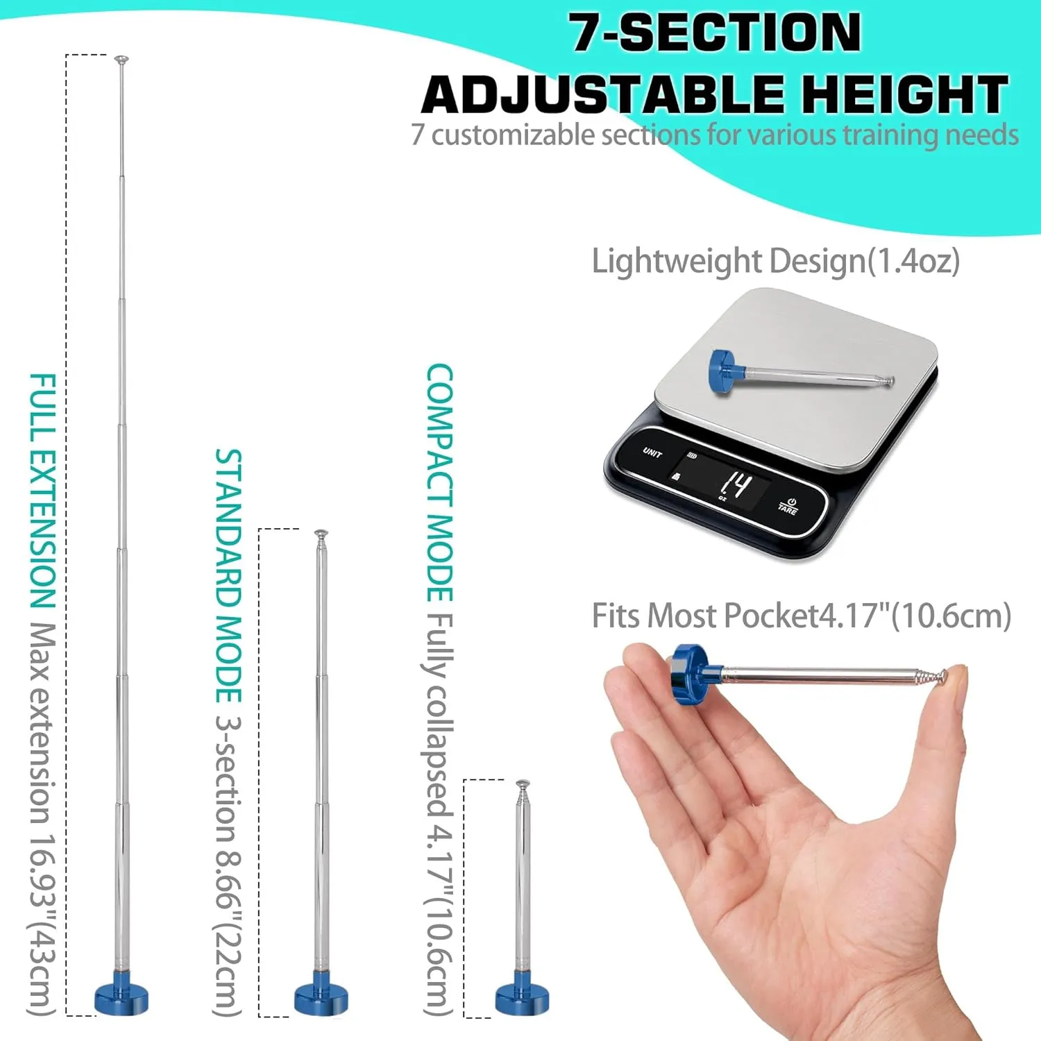 Golf Alignment Rods, 7 Length Adjustments - Golf Alignment Stick Corrector Lie Angle Tool, Golf Swing Training Aids Aiming Stick - Golf Club Face Aim, Visualize and Align Your Golf Shot