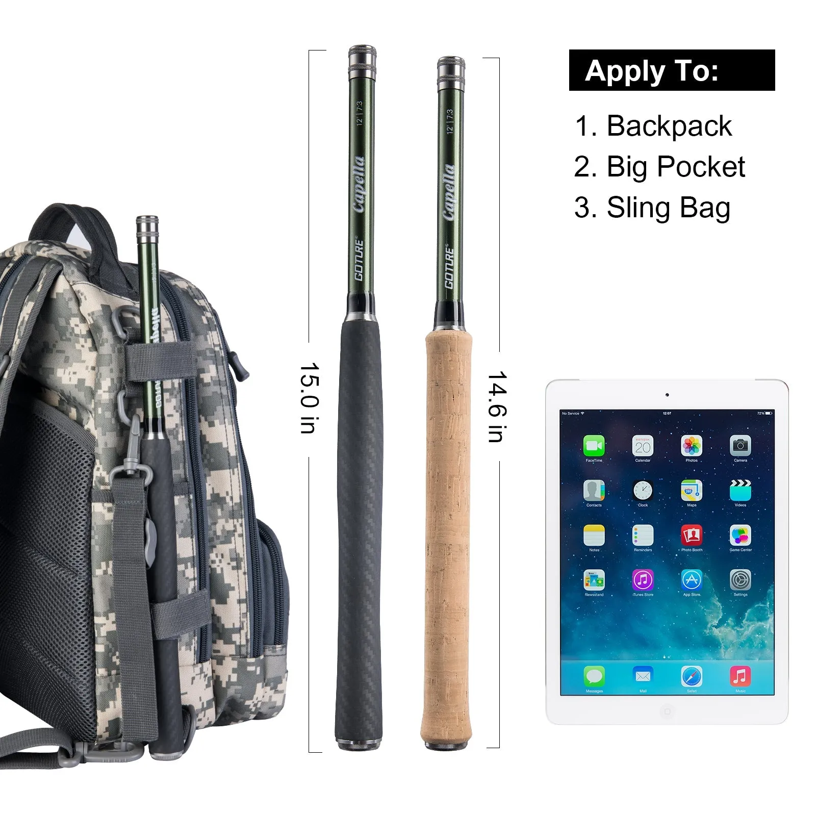 Goture Capella Tenkara Rod Kit 12FT/3.6M Fishing Rod, 30T Carbon Fiber