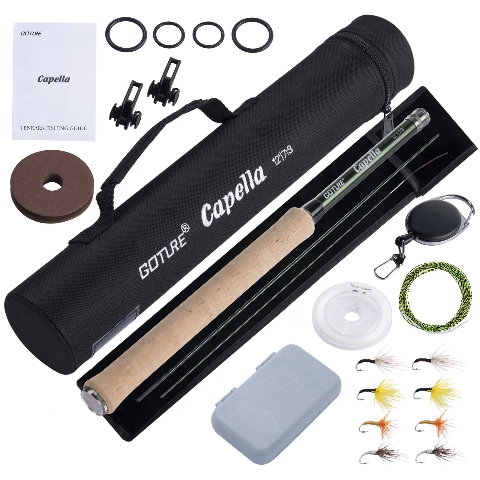 Goture Capella Tenkara Rod Kit 12FT/3.6M Fishing Rod, 30T Carbon Fiber