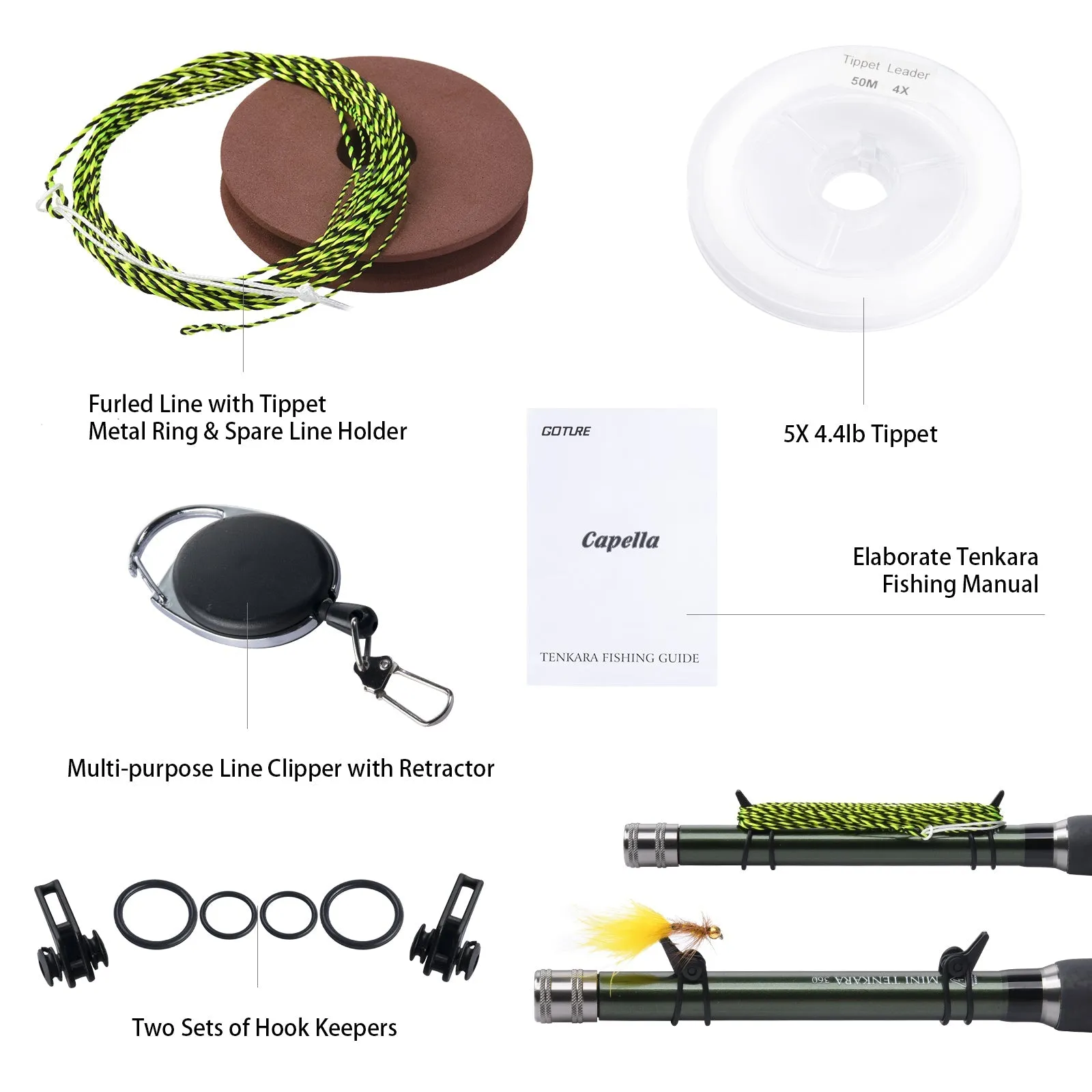 Goture Capella Tenkara Rod Kit 12FT/3.6M Fishing Rod, 30T Carbon Fiber