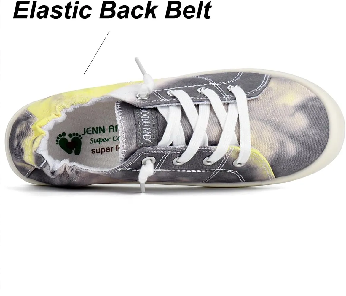 JENN ARDOR Womens Low Top Canvas Slip On Sneaker Comfort Casual Shoes Walking Flats