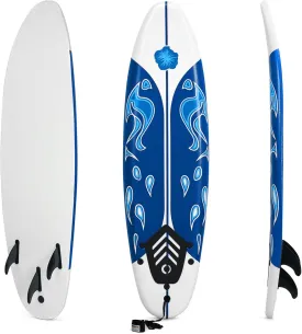 KOTEK 6' Surfboard, Surfing Board with 3 Removable Fins, Safety Leash, EPS Core & EPE Deck, Lightweight Surf Board for Teenagers, Adults, Beginners