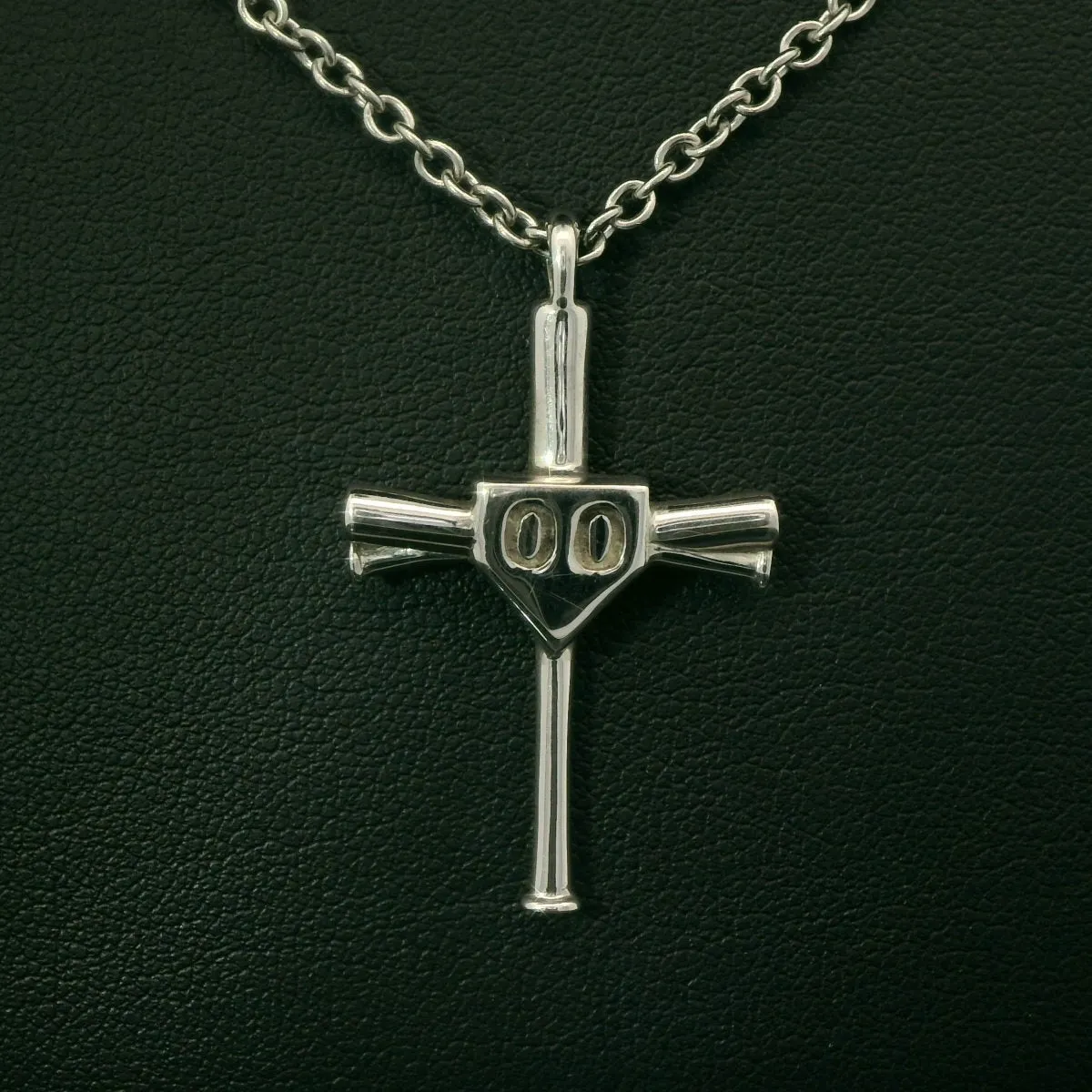 Numbered Baseball Bat Cross Necklace | Sterling Silver | Ready To Ship