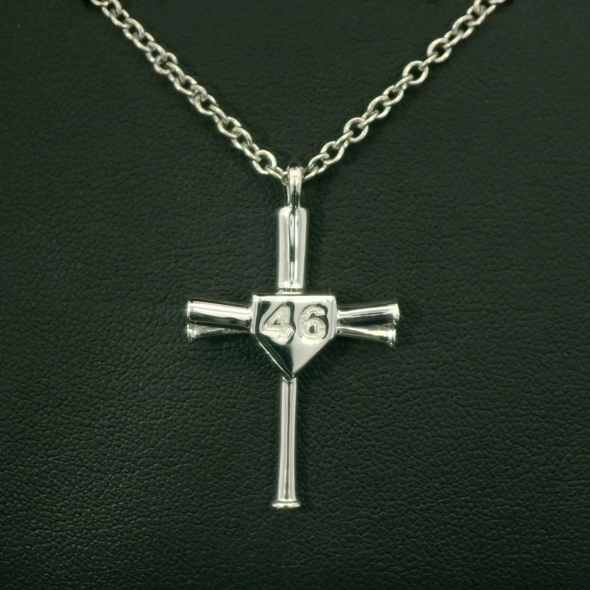 Numbered Baseball Bat Cross Necklace | Sterling Silver | Ready To Ship