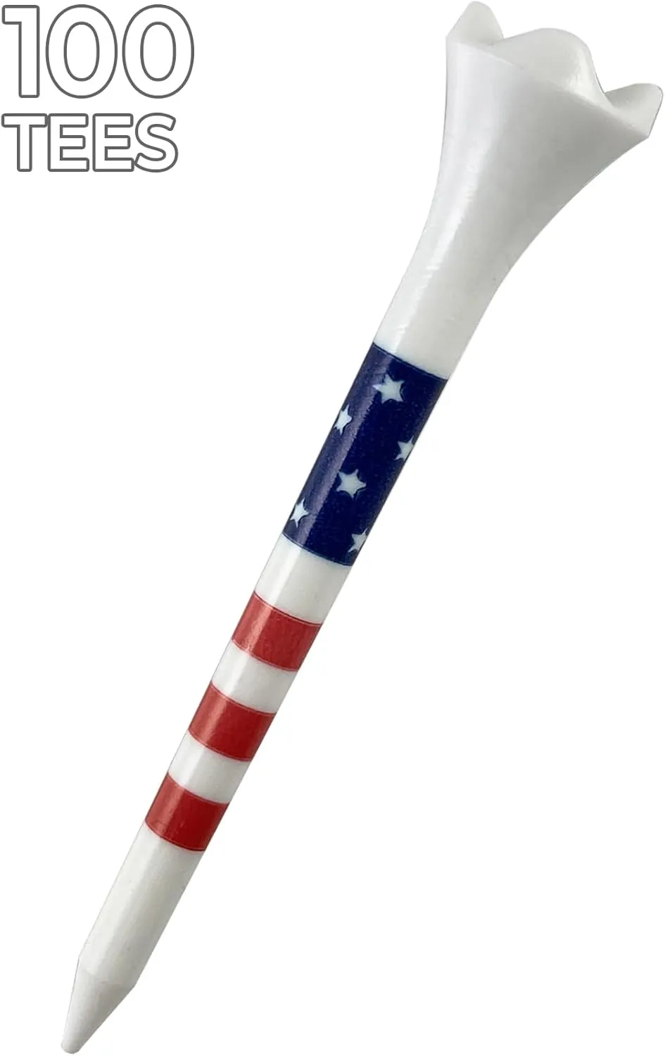 Pride Golf Tee Performance Plastic Golf Tees - Stars & Stripes - 100 Count, 3-1/4 Inch - Less Friction and Longer Drives - Made in the USA