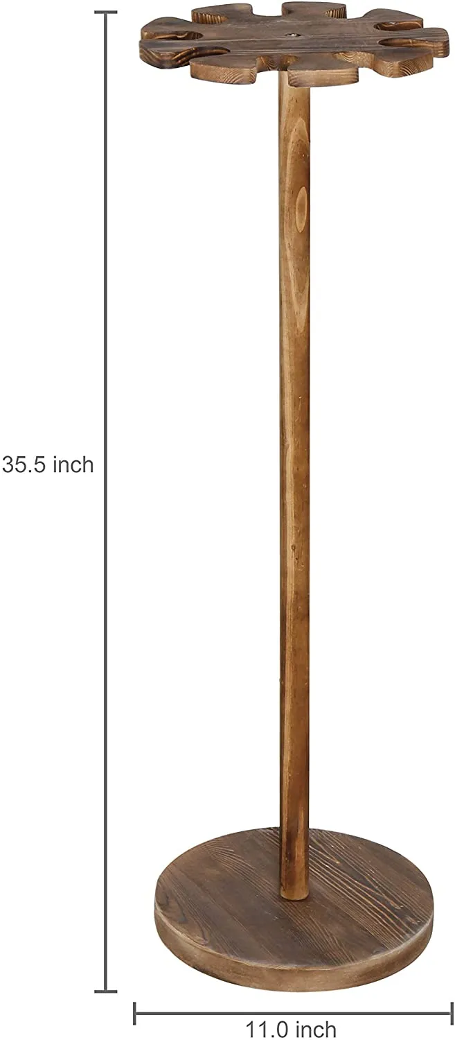 Rustic Wood Freestanding Baseball Bat Storage Display Rack, Holds 9 Bats
