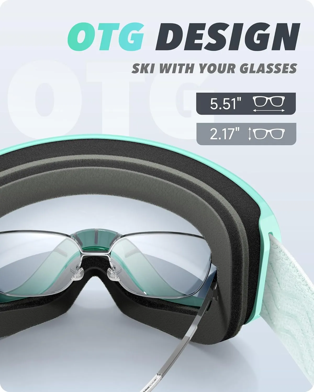 Ski Goggles Snowboard Goggles for Men Women Adults Youth,Over Glasses OTG/100% UV Protection/Anti-fog/Wide Vision