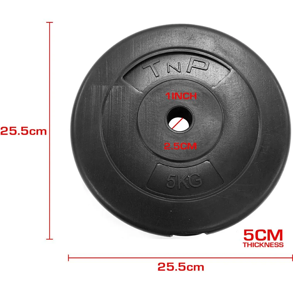 Standard 1" Round Vinyl Weight Plate 5kg - Black