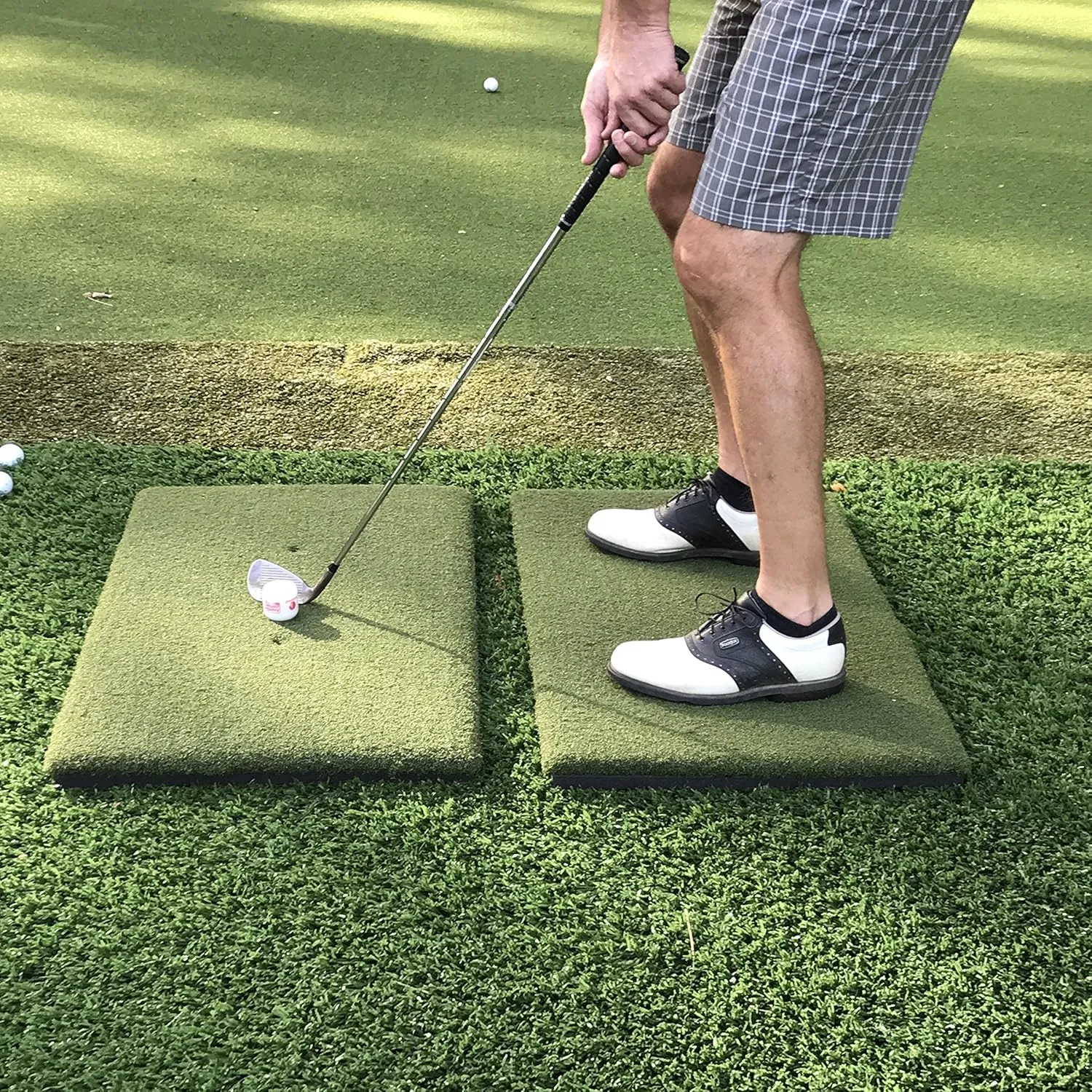 The Original Country Club Elite by Real Feel Golf Mats 20X36 Twin Combo Stance Mats | Heavy Duty Commercial Practice Mat | Accepts A Real Tee | Swing Down and Through | Indoor/Outdoor