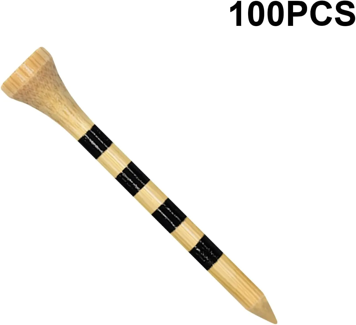 Wooden Golf Tees 3-1/4", 2-3/4", 2-1/8", 1-1/2" Available, 100 Count (Natural Color, White, Black, Blue, Red, Green, Yellow, Pink, Orange)