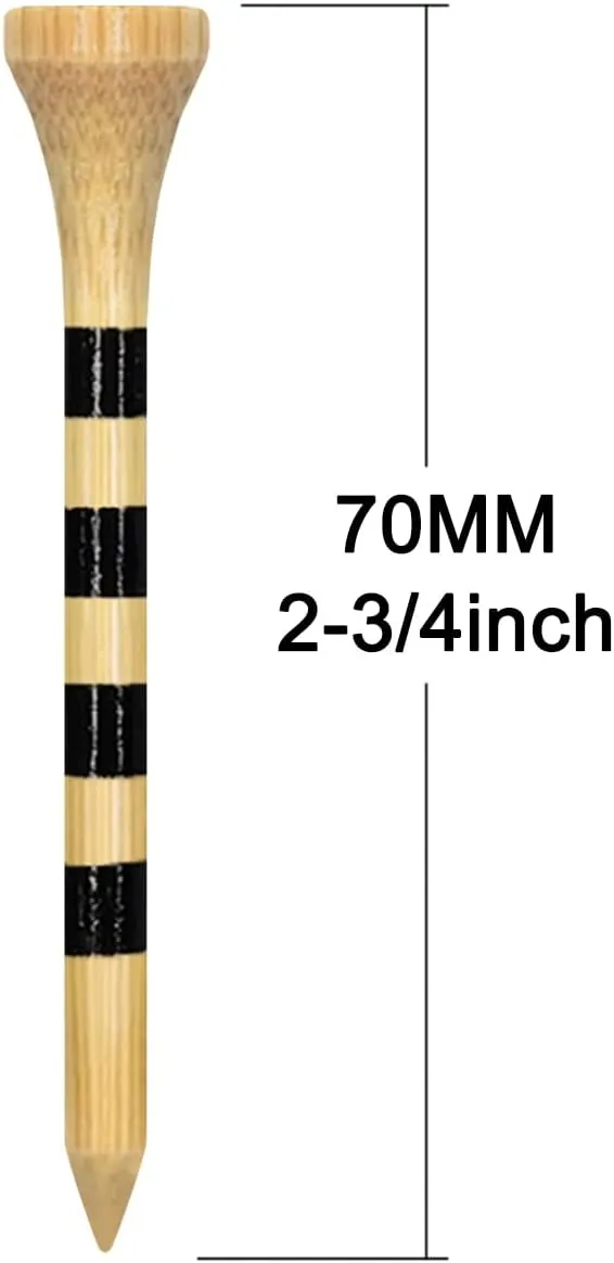 Wooden Golf Tees 3-1/4", 2-3/4", 2-1/8", 1-1/2" Available, 100 Count (Natural Color, White, Black, Blue, Red, Green, Yellow, Pink, Orange)