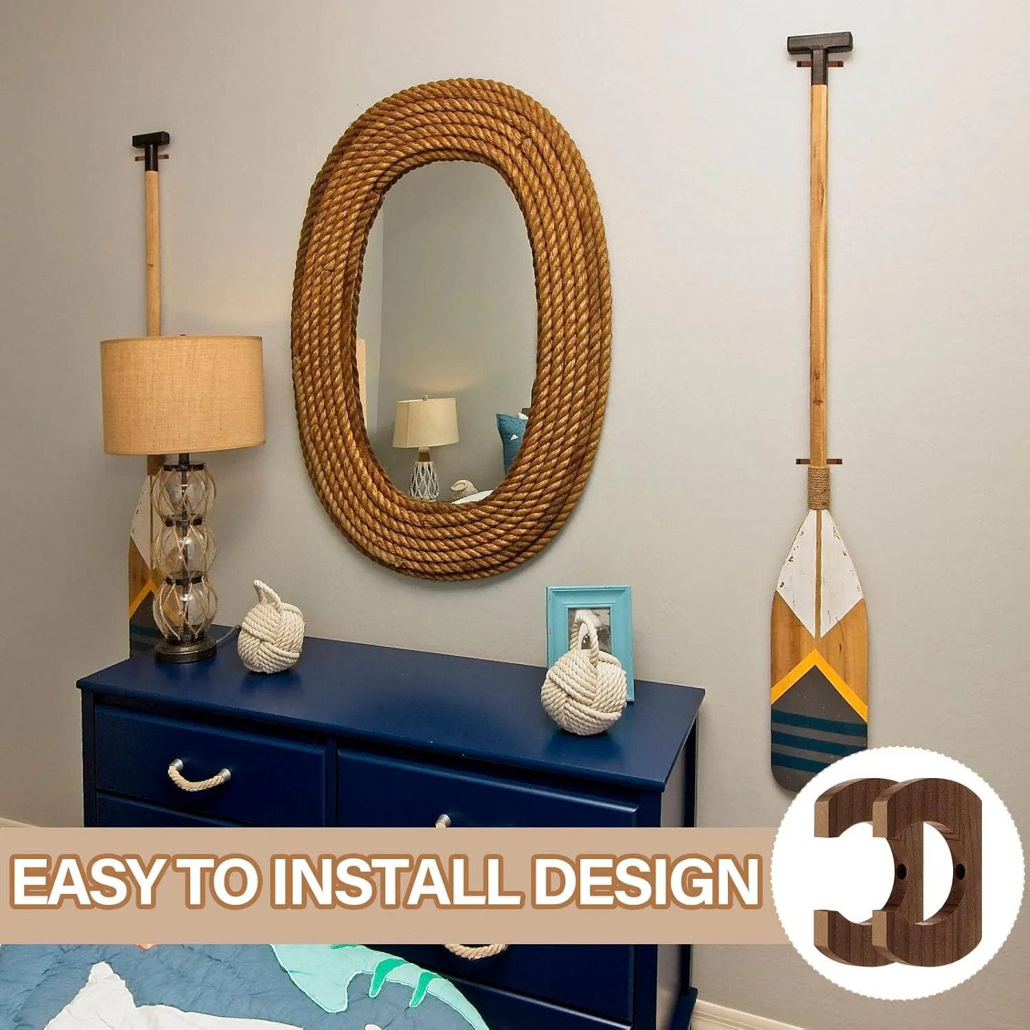Wooden Paddle Holder Hangers Racks Wall Storage Keeper Hanging Oar Wall Decor Oar Board Accessories for Kayak Sup Canoe Dragon Boat Paddles
