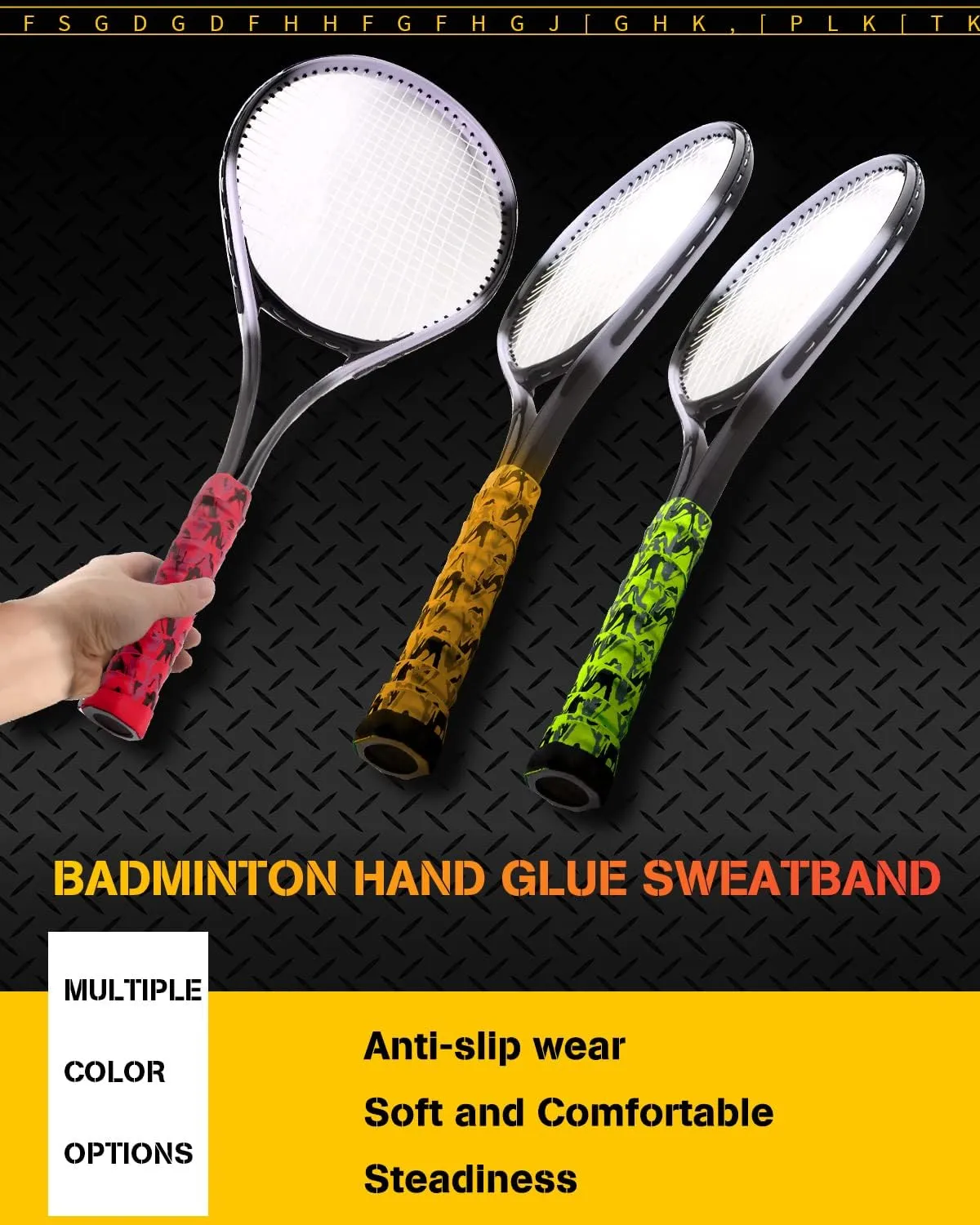 Youth Racket Overgrip, Camouflage Super Absorbent, Skid Resist Absorb Sweat Grip Tape, Handles Protection for Tennis Badminton Racquetball Squash Baseball